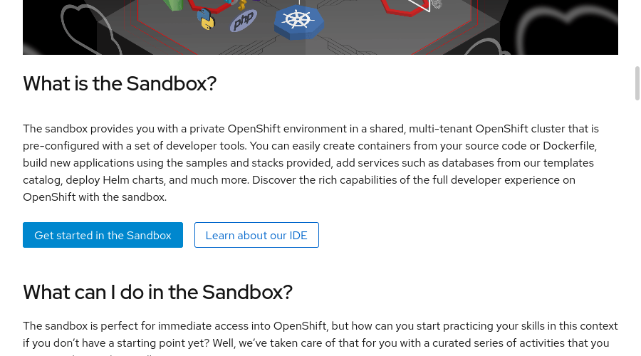 Get started in the sandbox screenshot